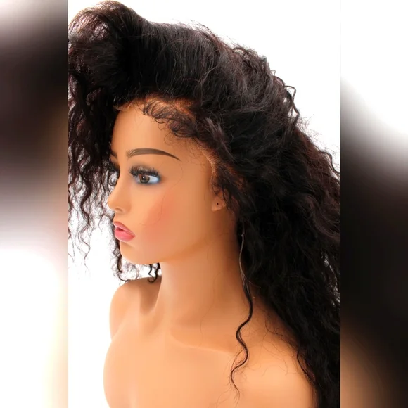 YMYHair Black Luxury Deep Wave Wig (24" / 250 Density / 360 Lace / Virgin Hair) - Picture 6 of 6